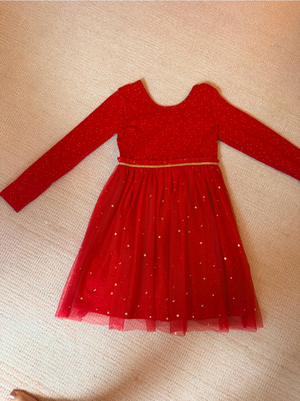 Hanna Andersson Red Dress with Gold Star Accents